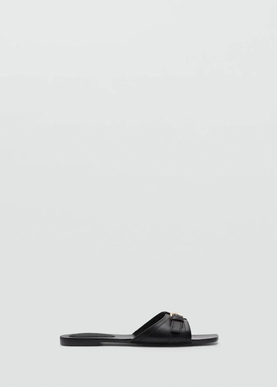 MNG by Mango Women's Buckle Leather Sandals Open Toe Black Size 39 NEW